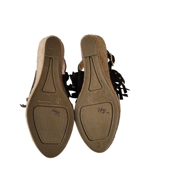 Kanna Wedge Slingback Suede Upper Sandal With Fringe detail. Size 9 - Picture 7 of 7